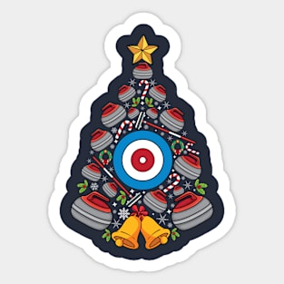 Curling Xmas tree curling players curler Christmas Curling Sticker